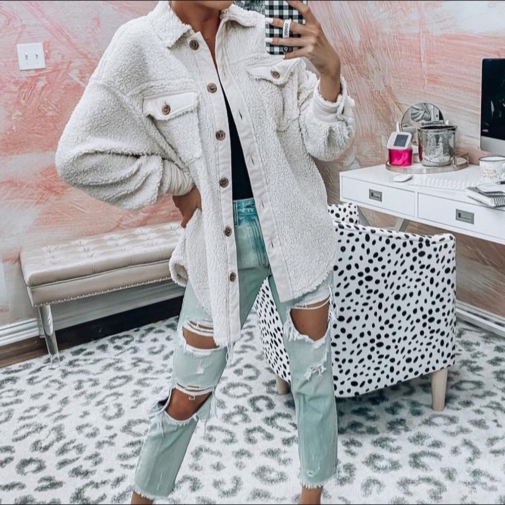 Wild Fable Oversized Sherpa Jacket Shacket
